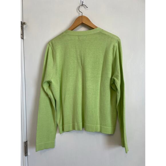 City Silk green silk cardigan sweater buttons solid cotton lightweight v-neck XL - Picture 2 of 5